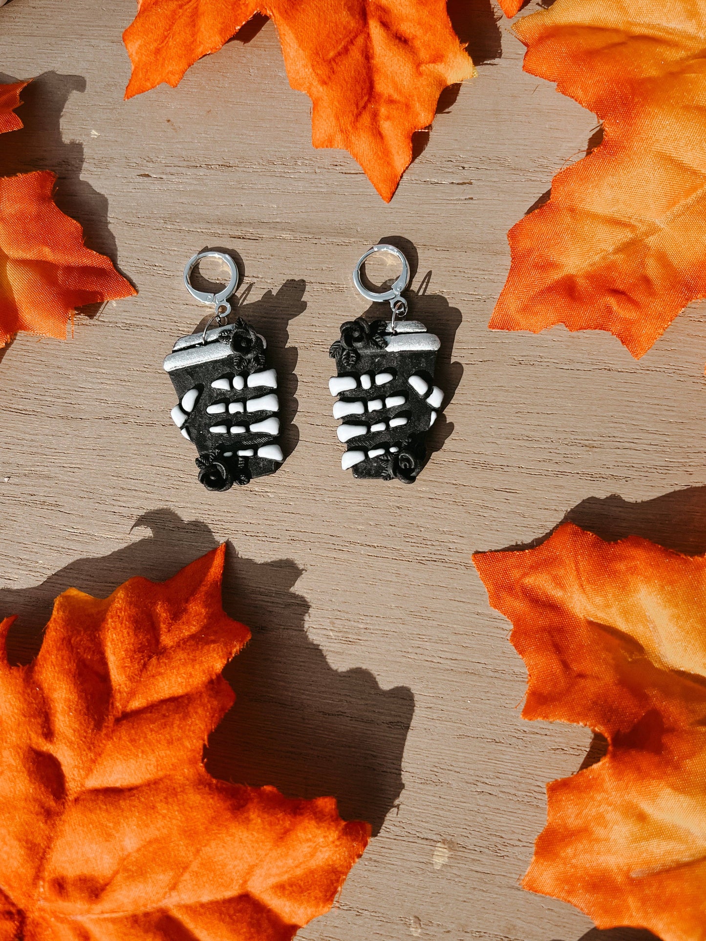 Skeleton Latte Dangle Earrings, Edgy Jewelry