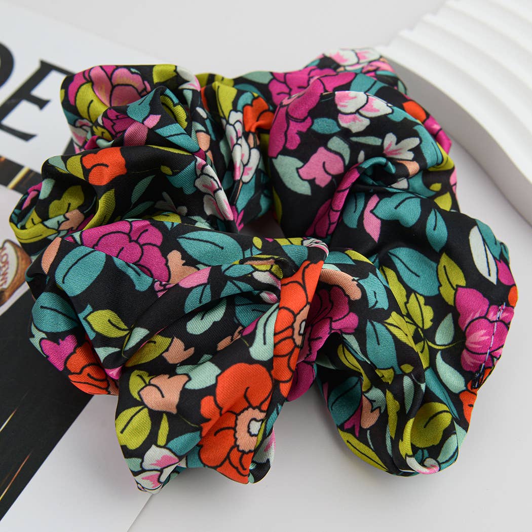 Vintage Floral Print Soft Scrunchies
