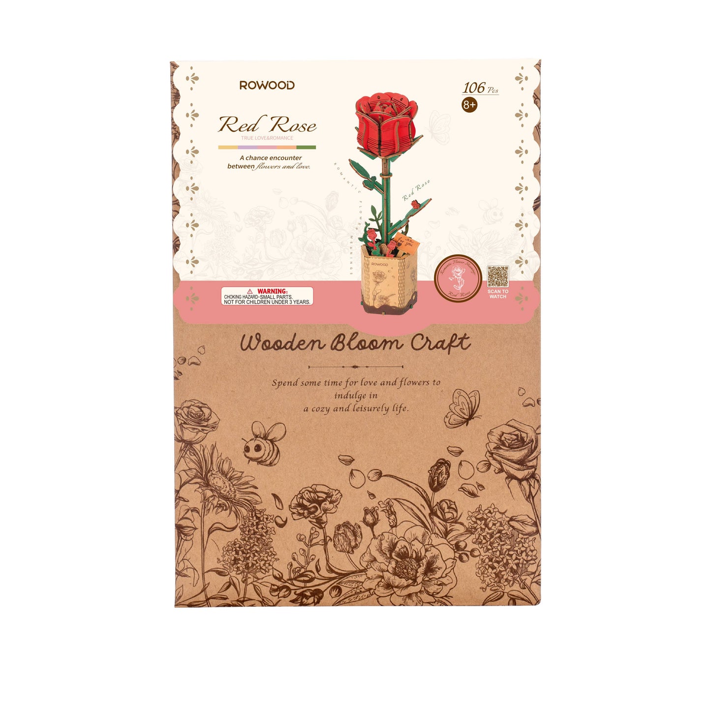 Rowood Red Rose 3D Wooden Puzzle