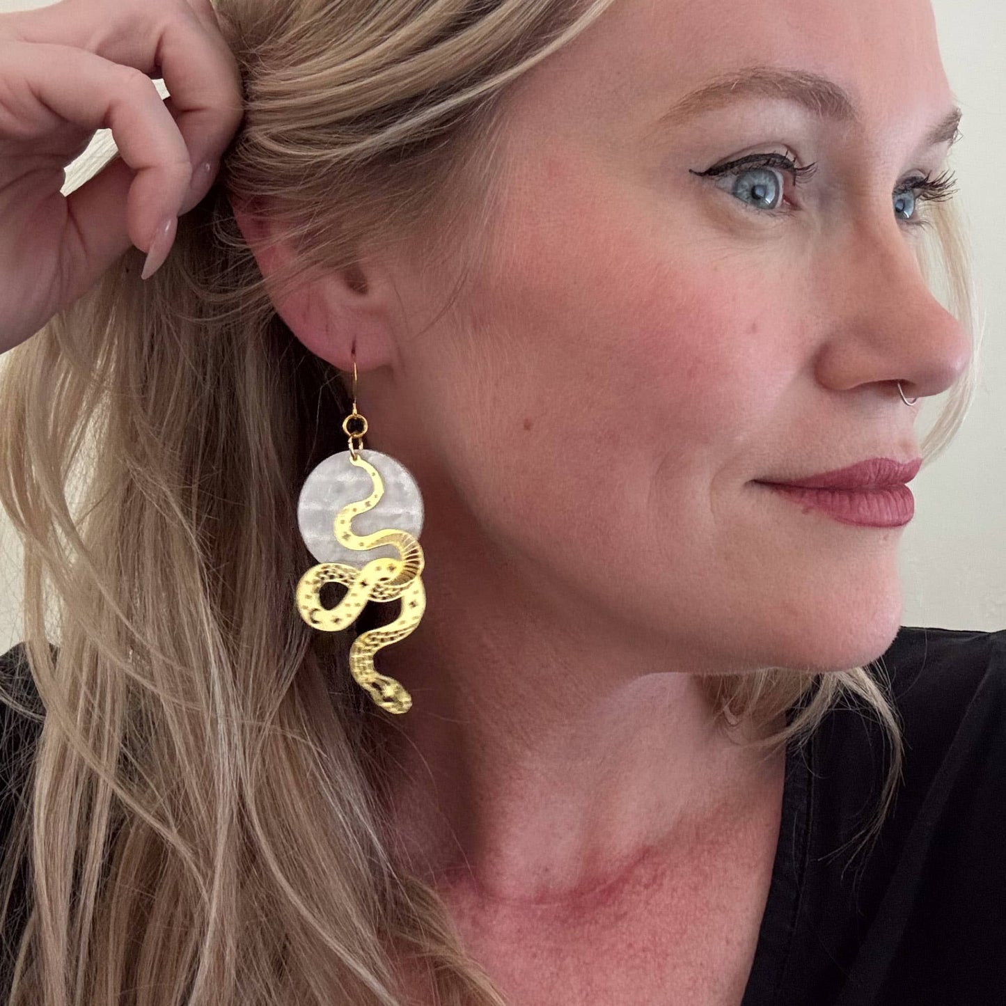 Gold Snake Earrings: Cut-Out