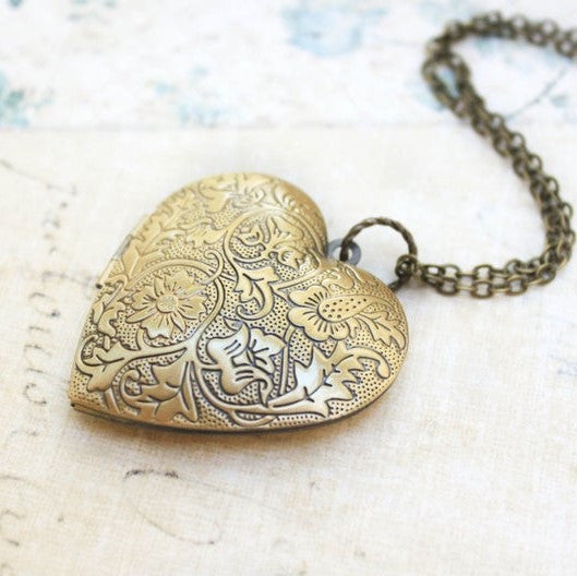 Floral Heart Locket Necklace