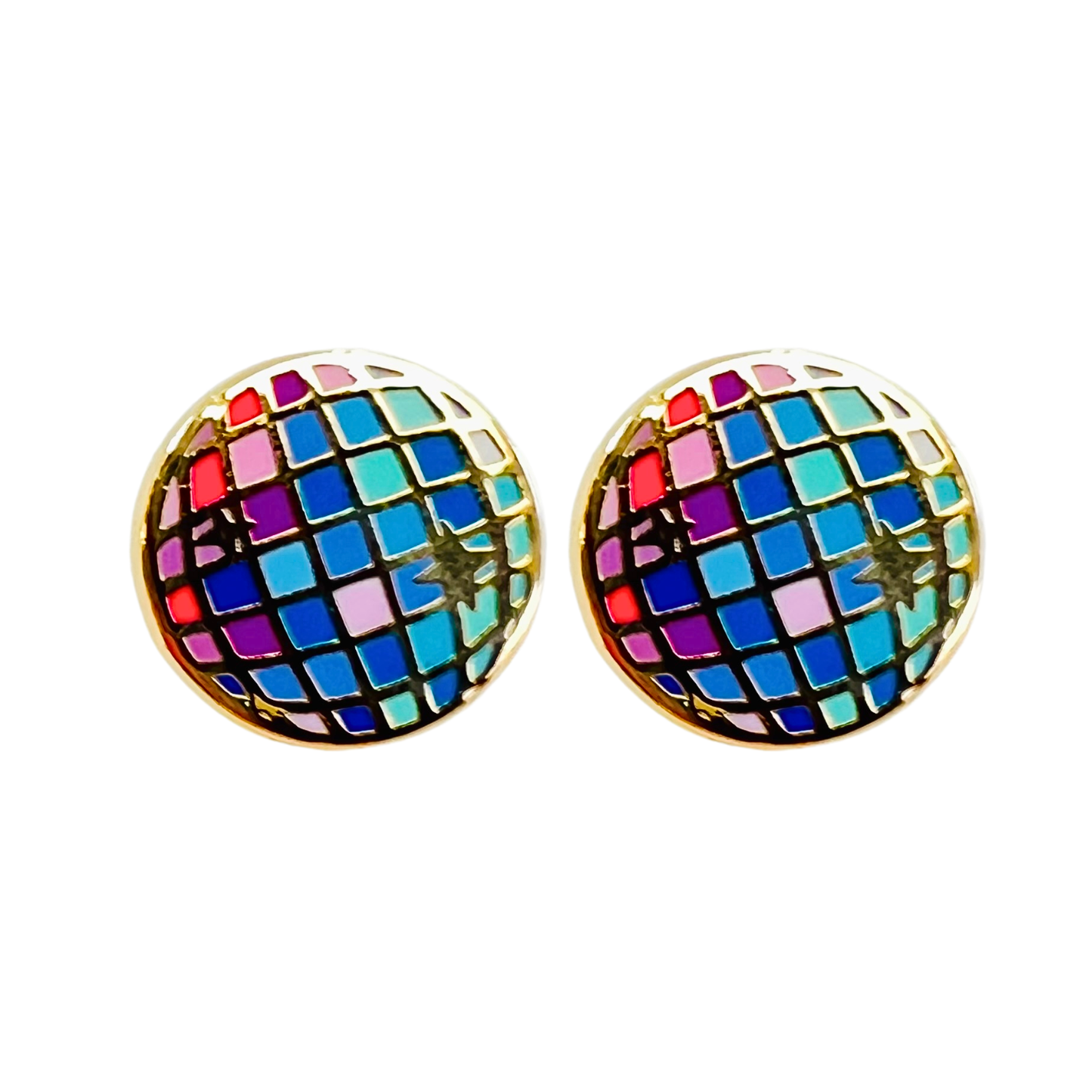 Disco Ball Earrings - 22k Gold Plated Studs - Swiftie, Gift