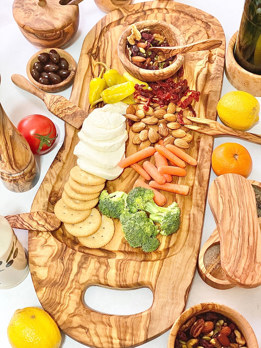 Olive Wood Charcuterie Board 17"-18" - Includes Juice Well