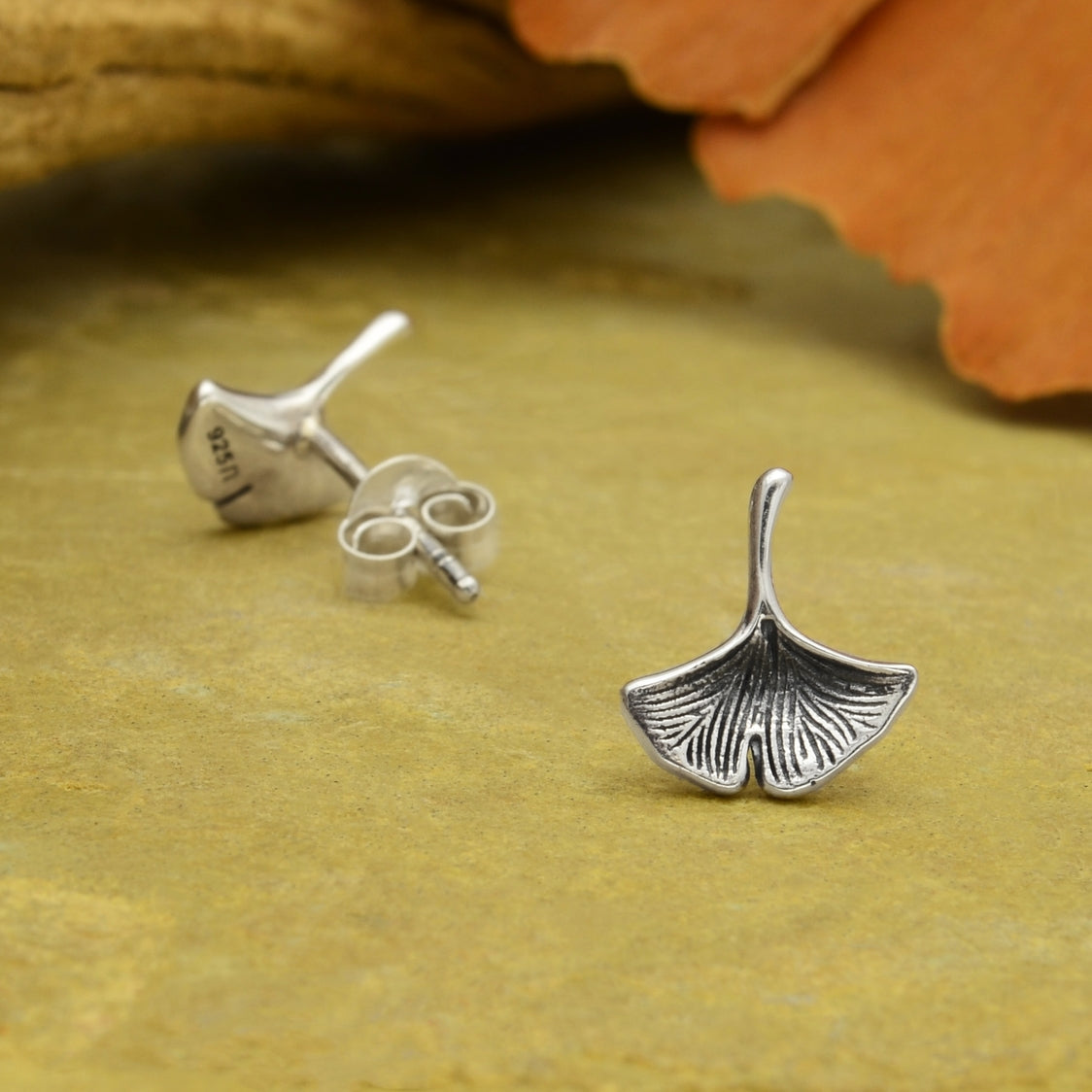 Sterling Silver Ginko Leaf Earrings