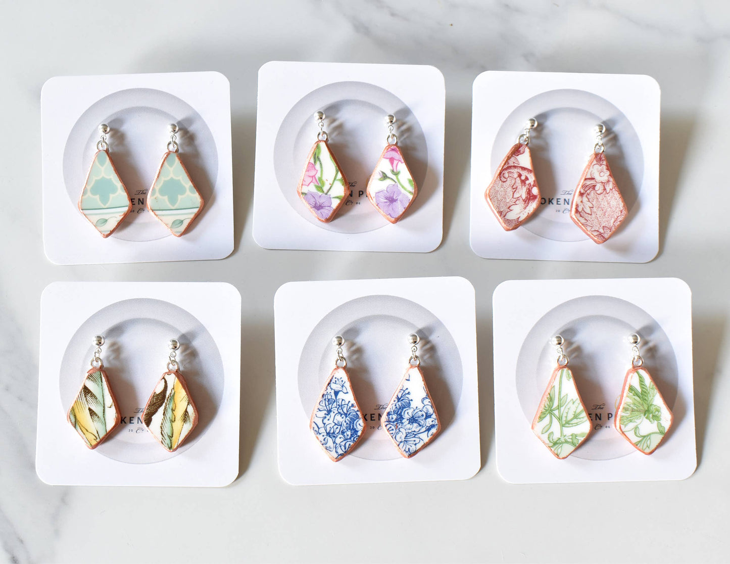 Broken Plate Dangle Earring - Diamond Drop