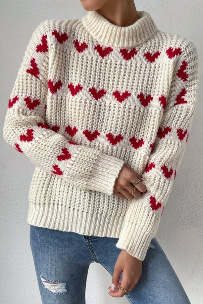 Valentine's Day Heart Jacquard Sweater