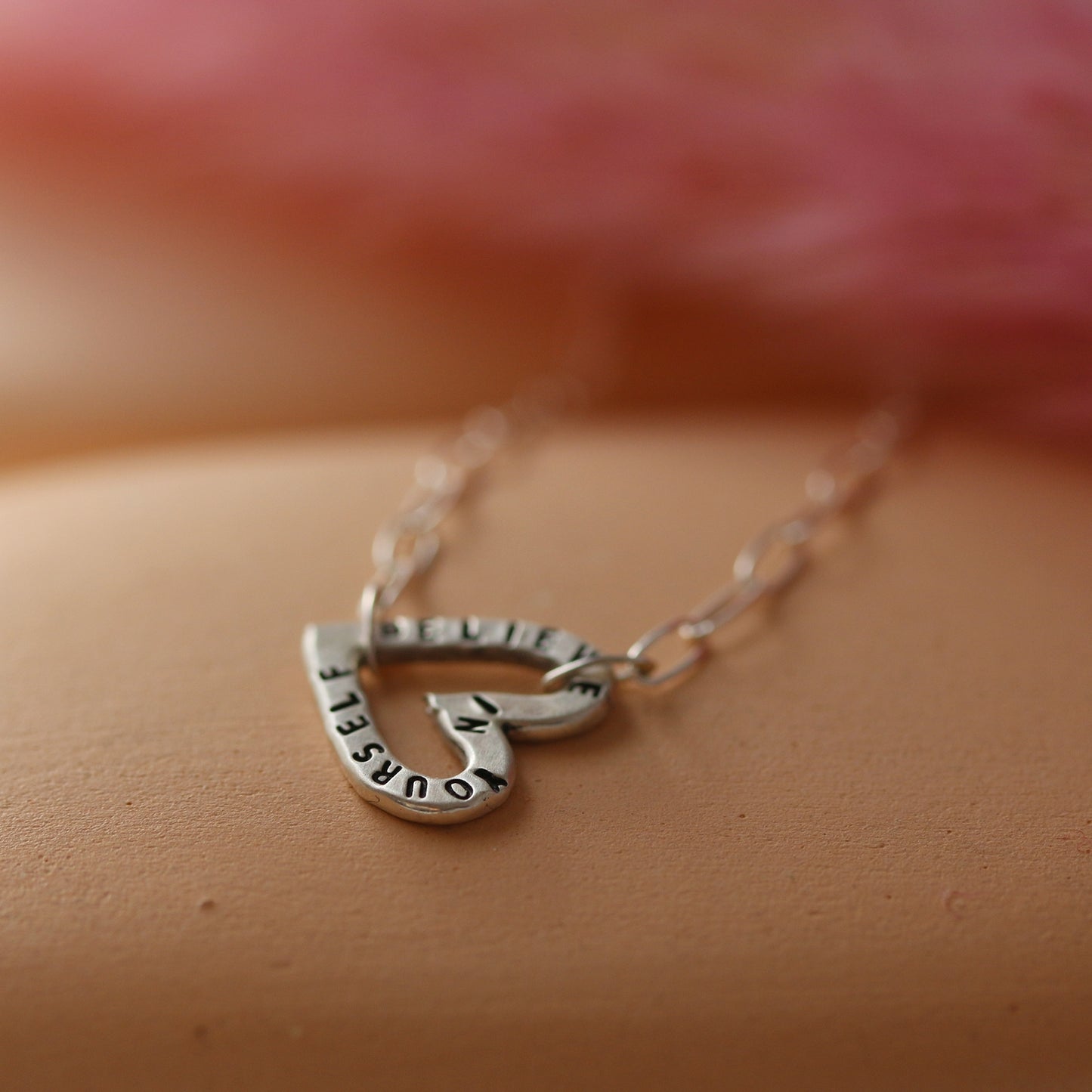 Little Love Notes Necklace Hand Stamped Heart Pendant