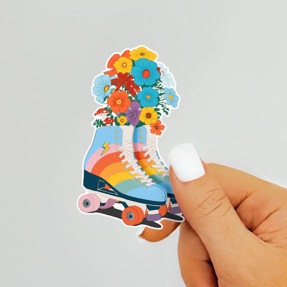 Floral Roller Skate Sticker