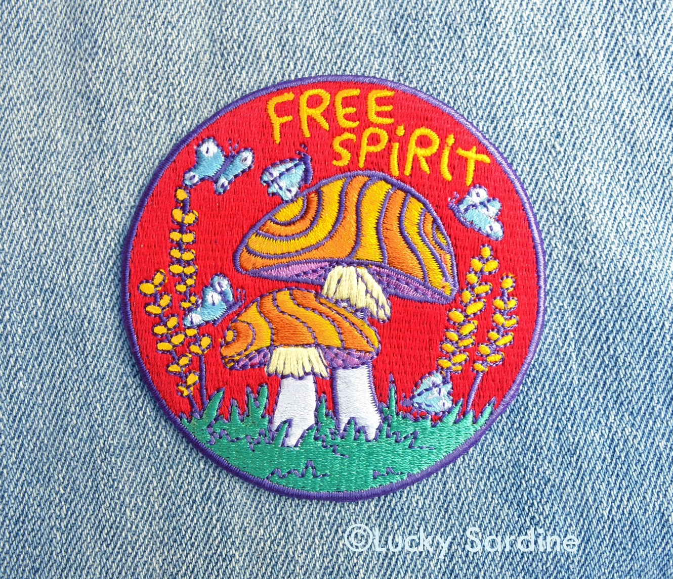 Free Spirit Mushroom Embroidered Iron-on Patch