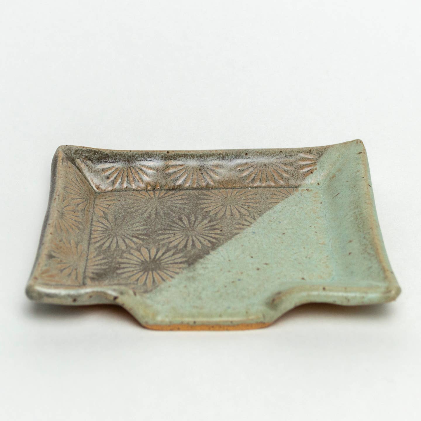 Patterned Grey and Blue Handmade Ceramic Soap Dish