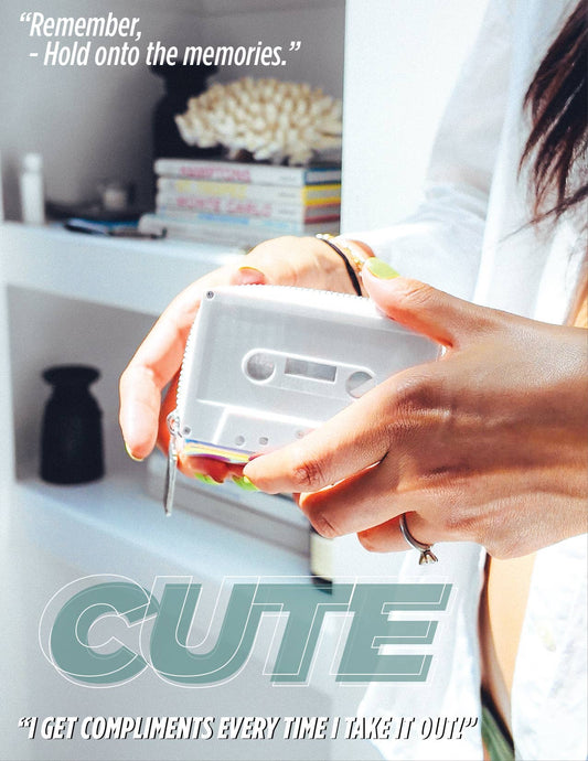 White 80's Retro Cassette Tape Wallet