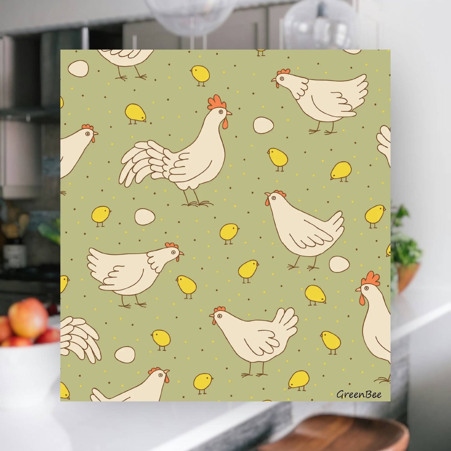 Olive Chickens Swedish Dishcloth