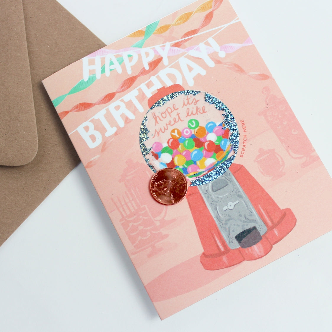 Scratch Off Gumball Machine Birthday Card