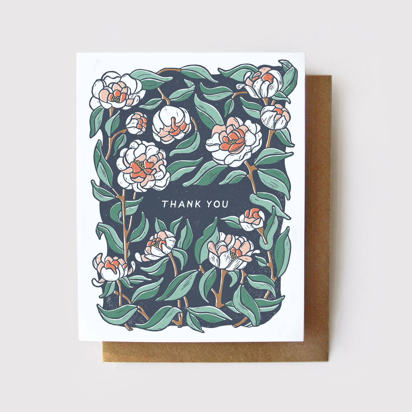 Thank You Card Coral Charm Peony Card