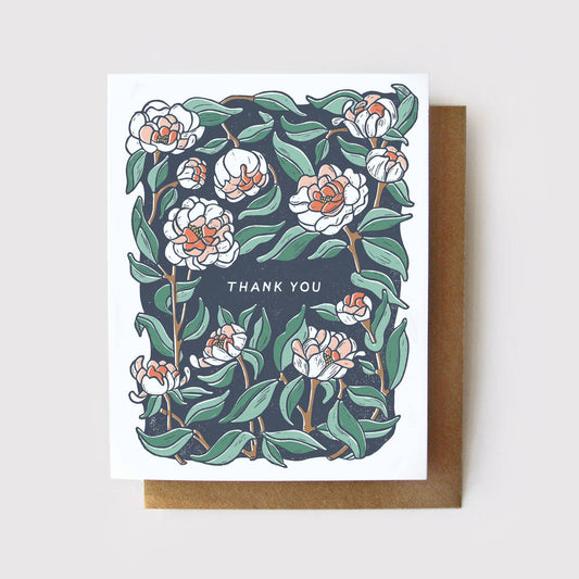 Thank You Card Coral Charm Peony Card