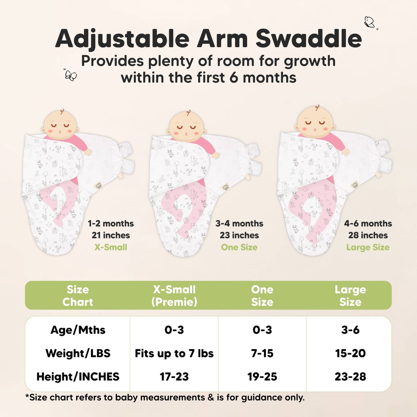 3-Pack Soothe Baby Swaddles 0-3 Months with Knot Hat