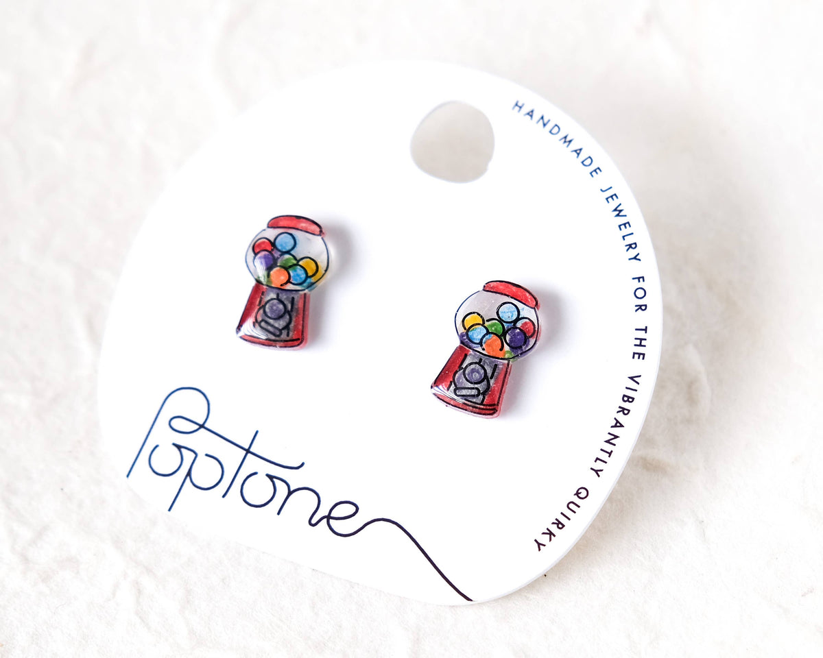 Retro Gumball Machine Stud Earrings