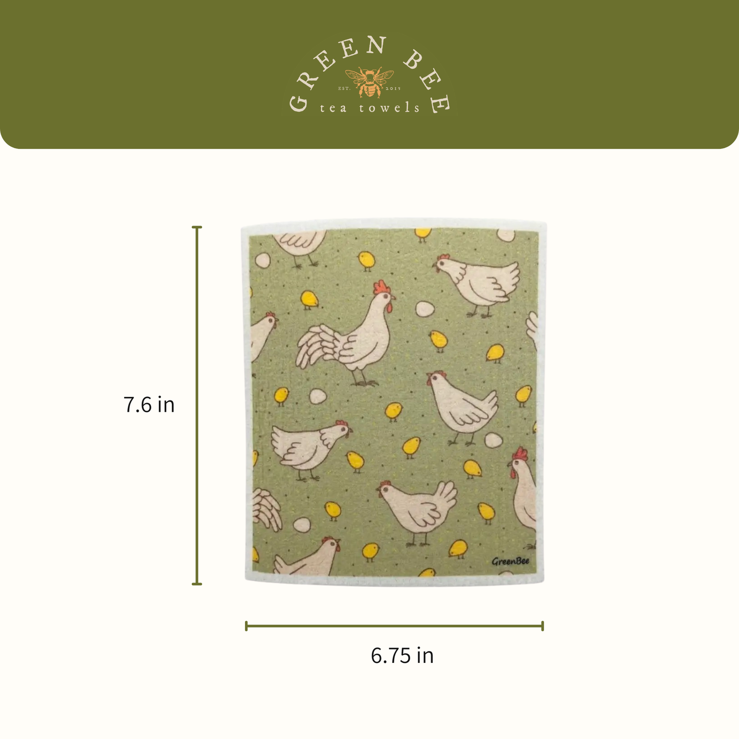 Olive Chickens Swedish Dishcloth