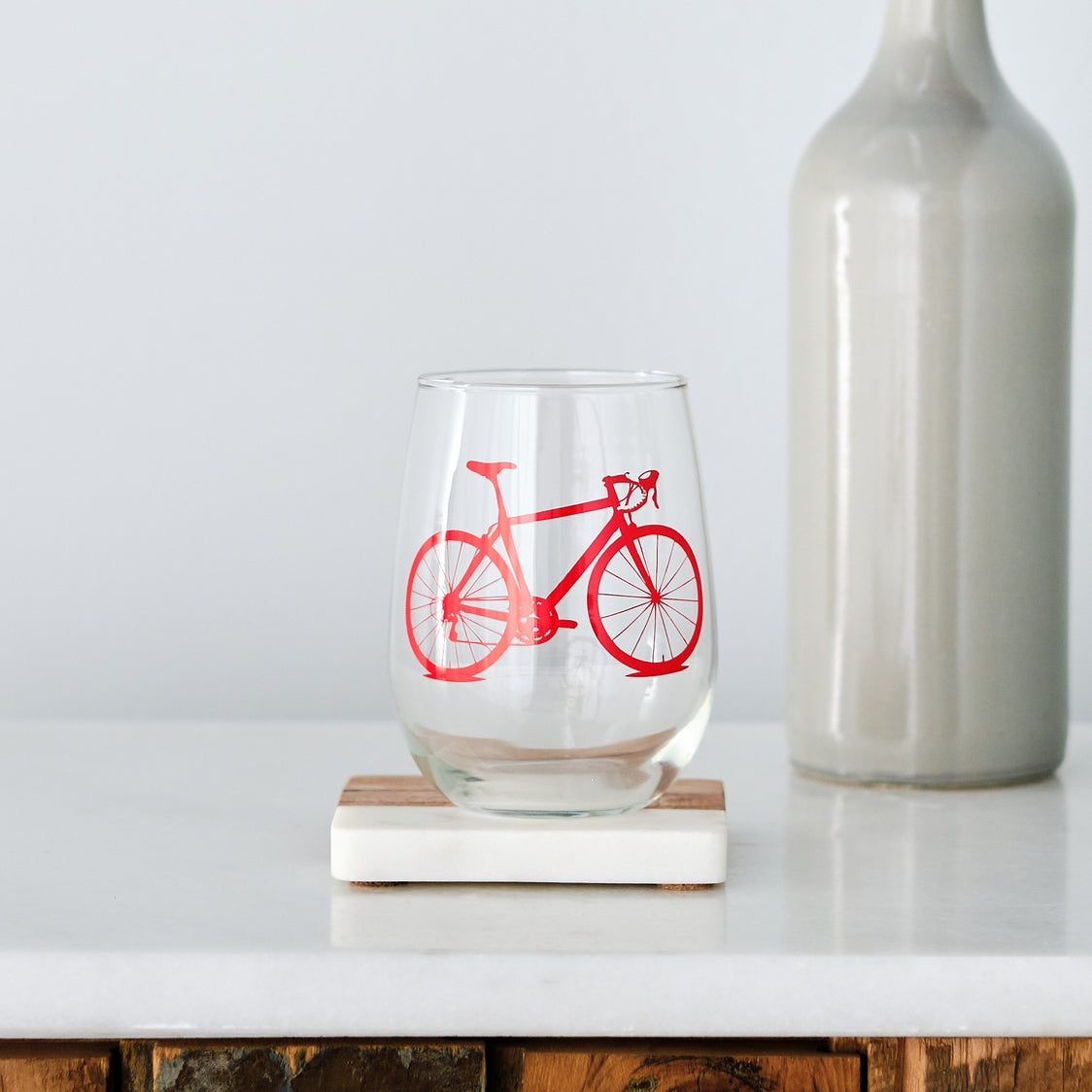 Bicycle Stemless Wine Glass