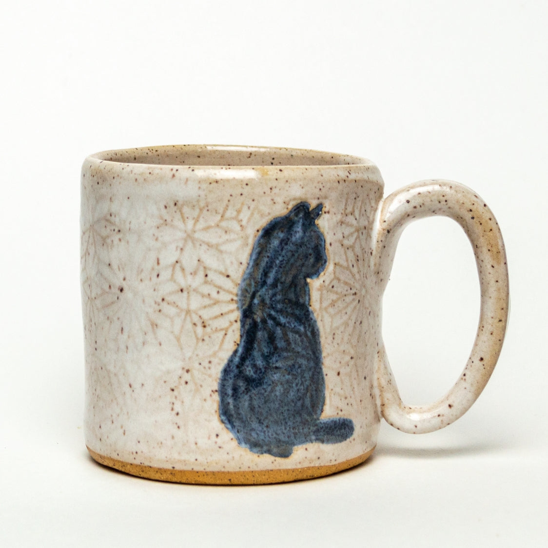 Sitting Cat Design Handmade Ceramic White 10oz Mug