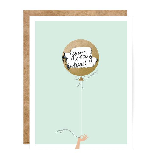 Mint & Gold Balloon Scratch-off Card