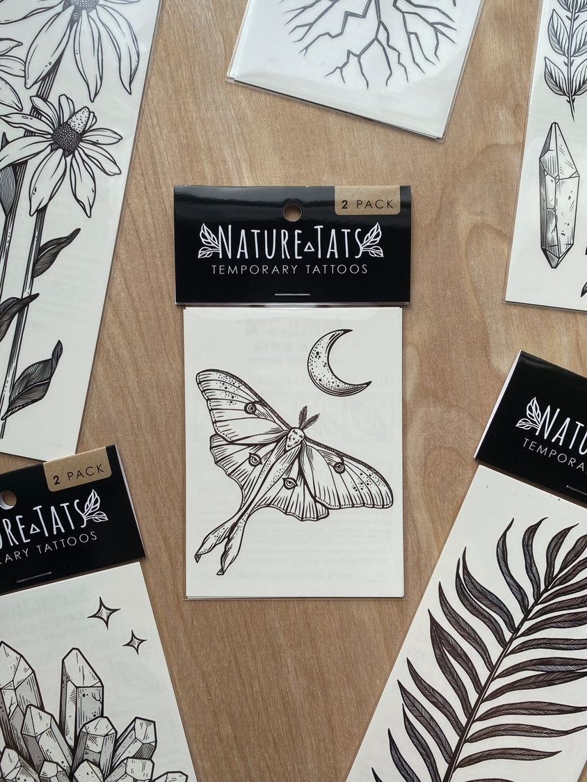 Luna Moth Temporary Tattoo 2-Pack