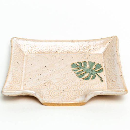 Monstera Handmade Ceramic Soap Dish