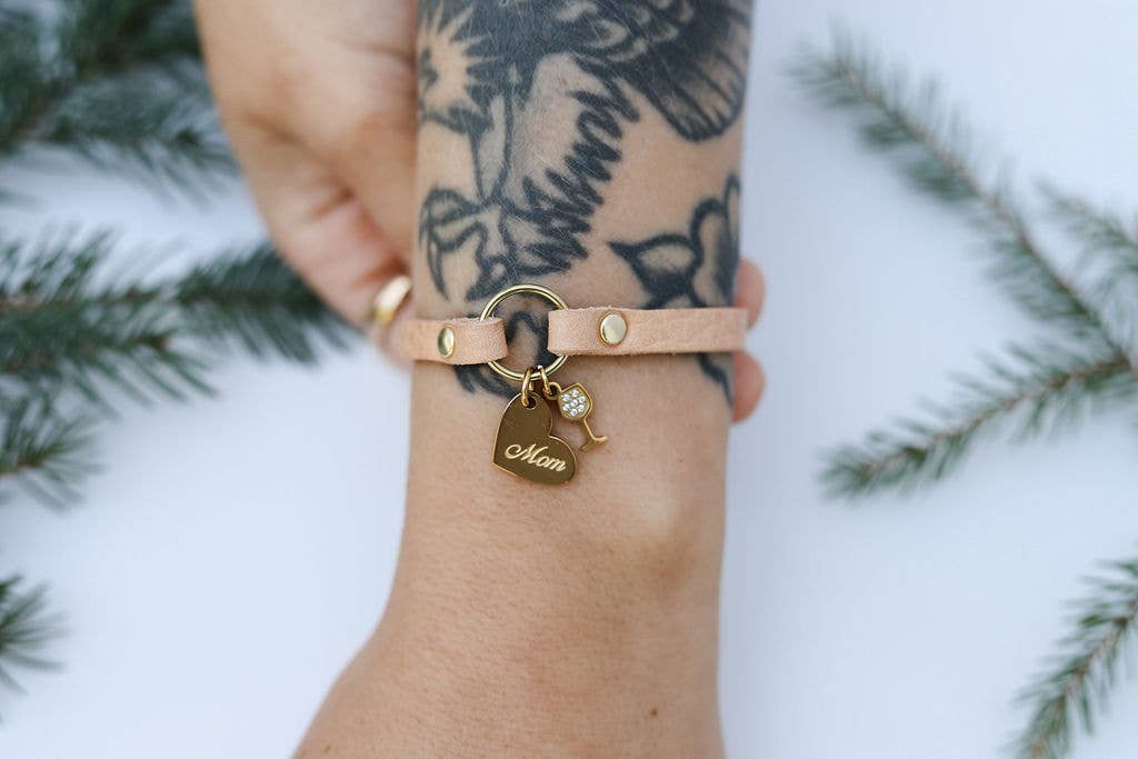 Leather Bracelet - Gold Charms