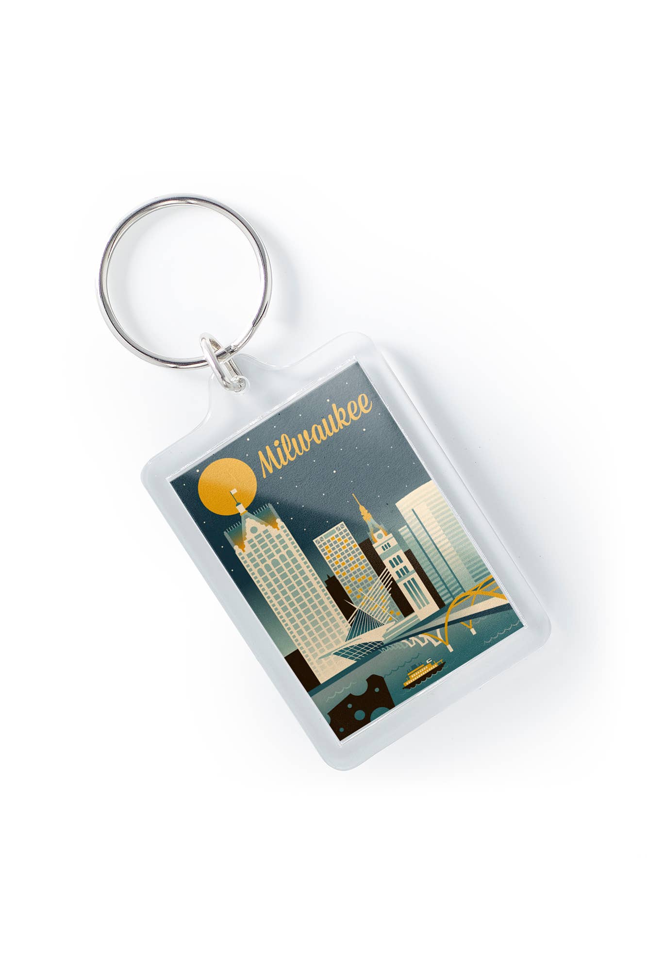 Keychain Milwaukee, Wisconsin, Retro Skyline
