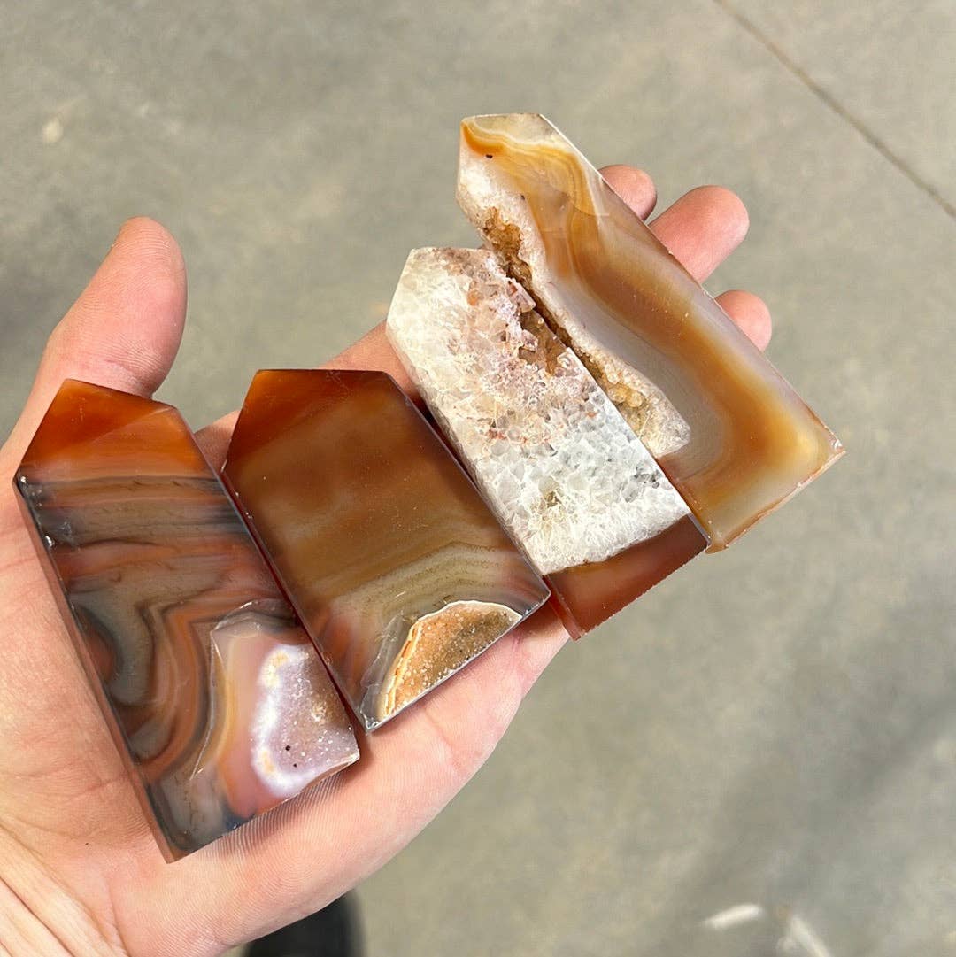 Carnelian Druzy Obelisk Tower - Crystal Energy Point