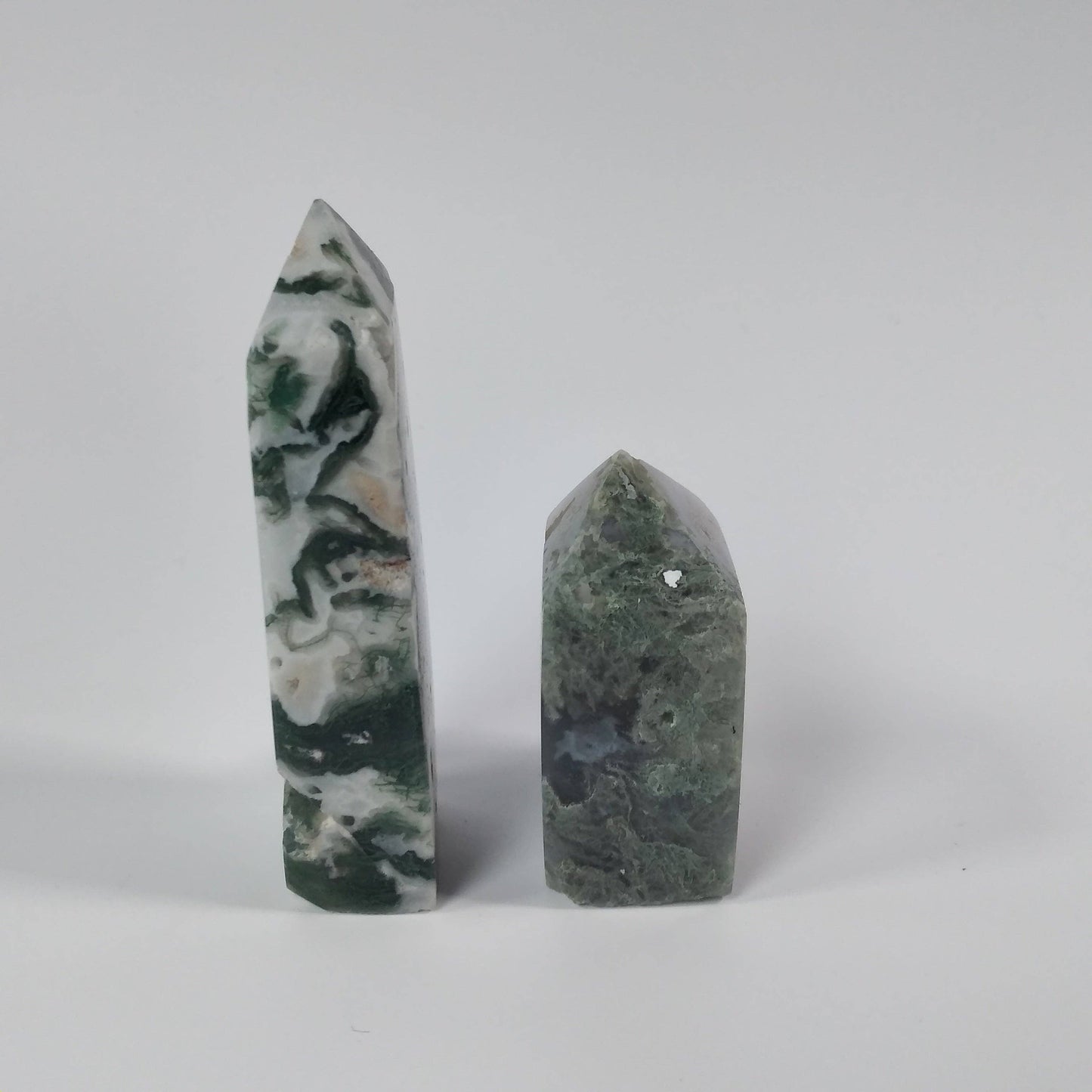 Moss Agate Four-Sided Obelisk Tower – Natural Crystal Tower