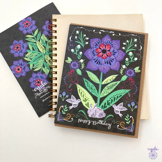 Purple Flower Birthday Card