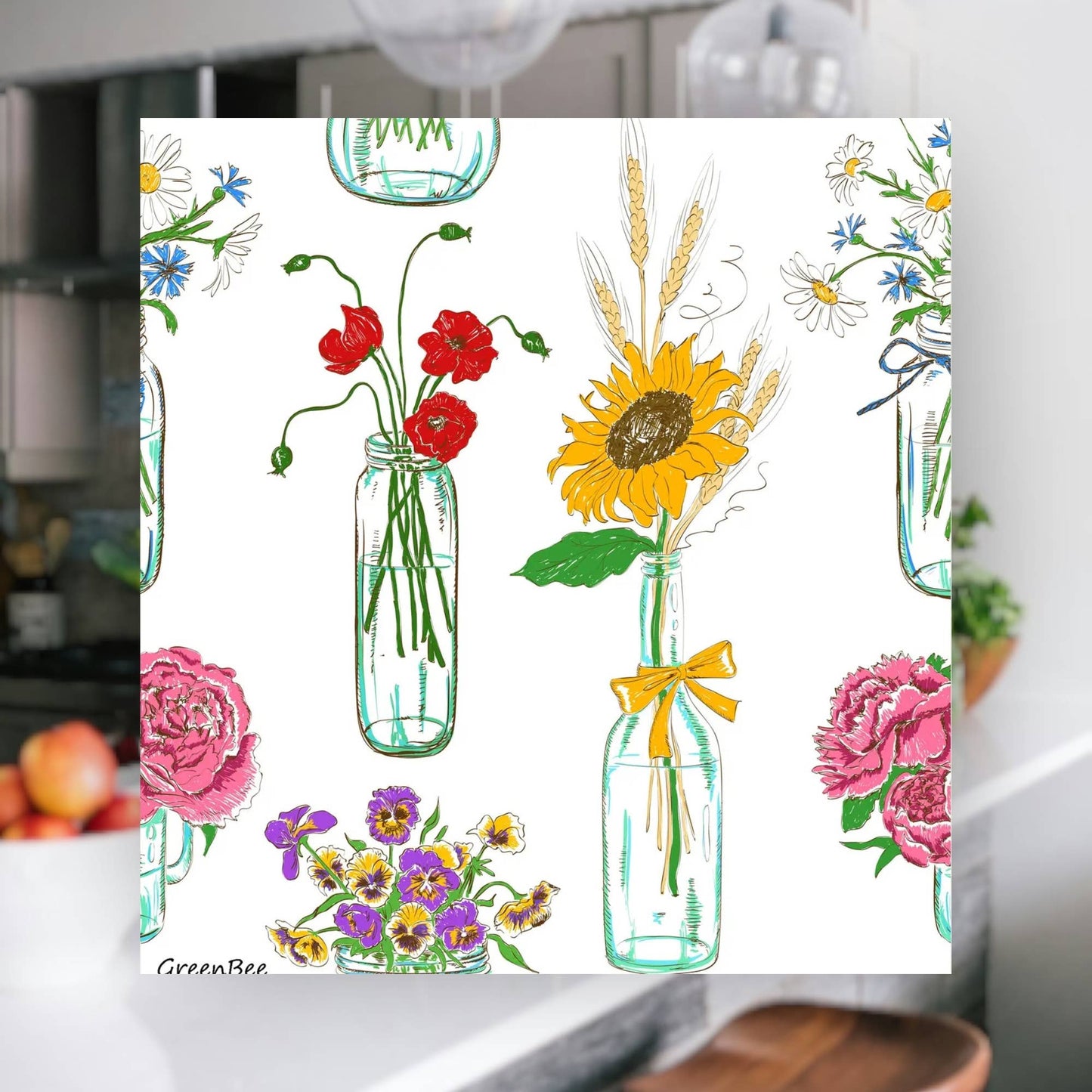 Sunflower Vase Swedish Dishcloth