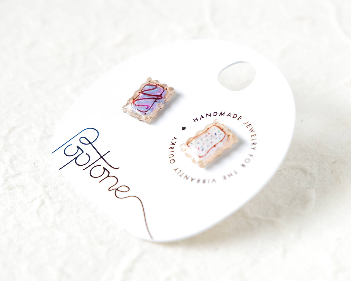 Handmade Retro Toaster Pastry Stud Earrings