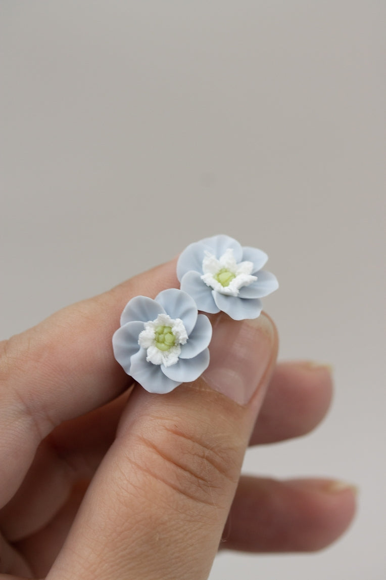 Delicate Blue Flowers Stud Earrings