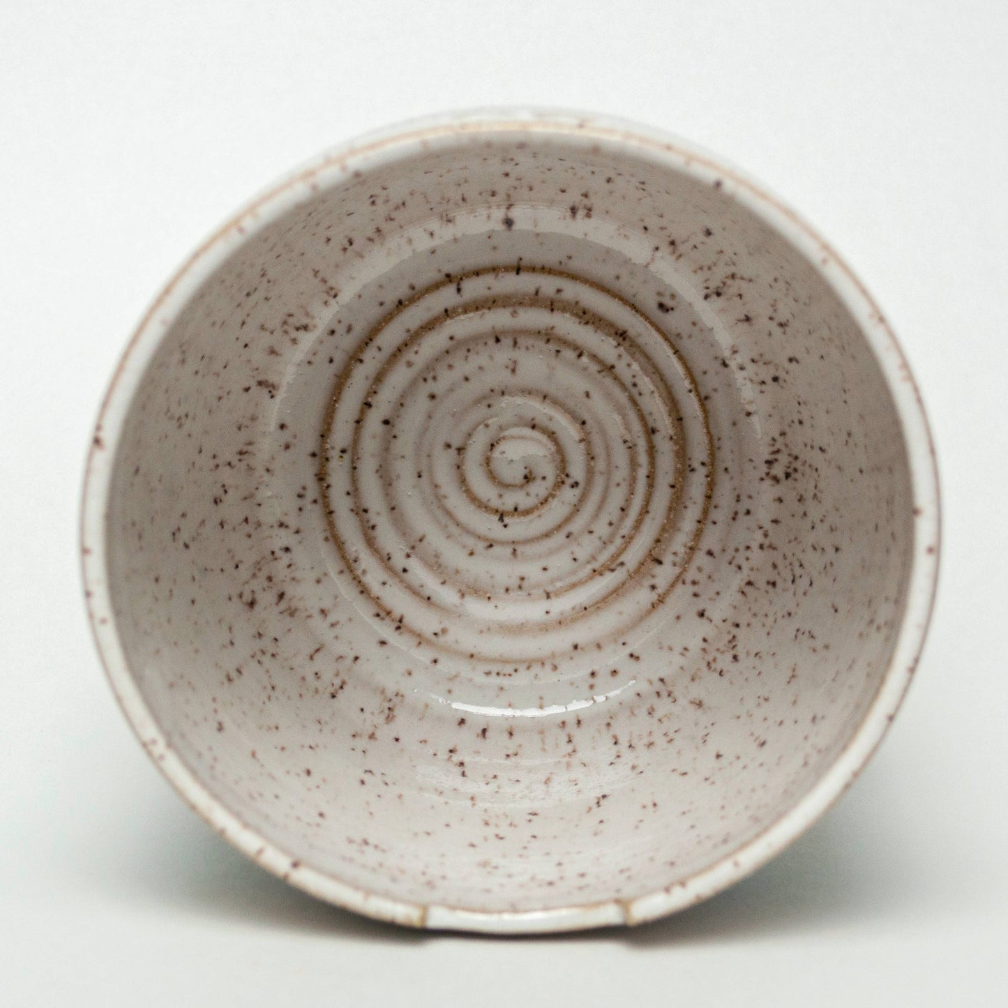 Rice/Noodle Bowl - Handmade Stoneware Clay - White & Green