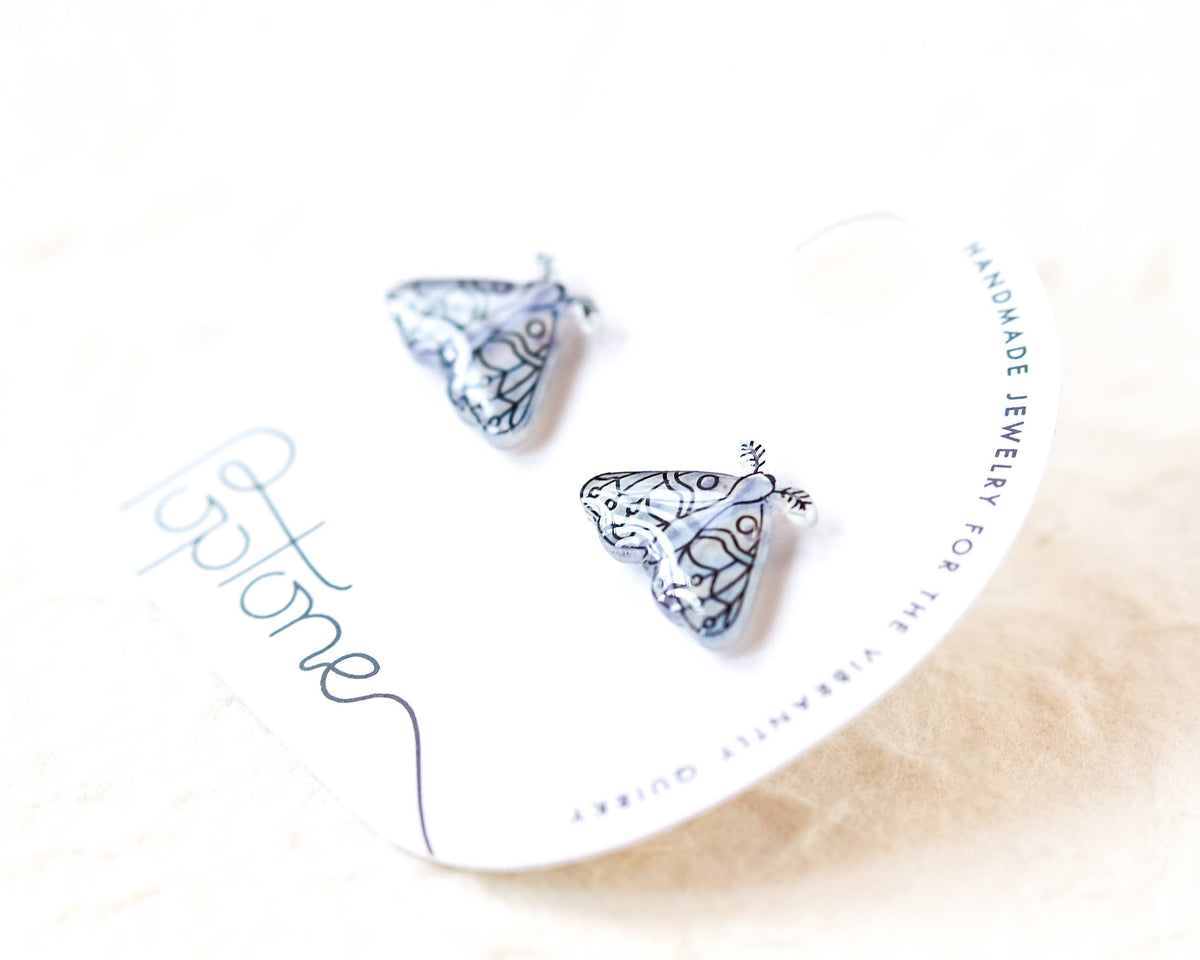 Winter White Moth Stud Earrings