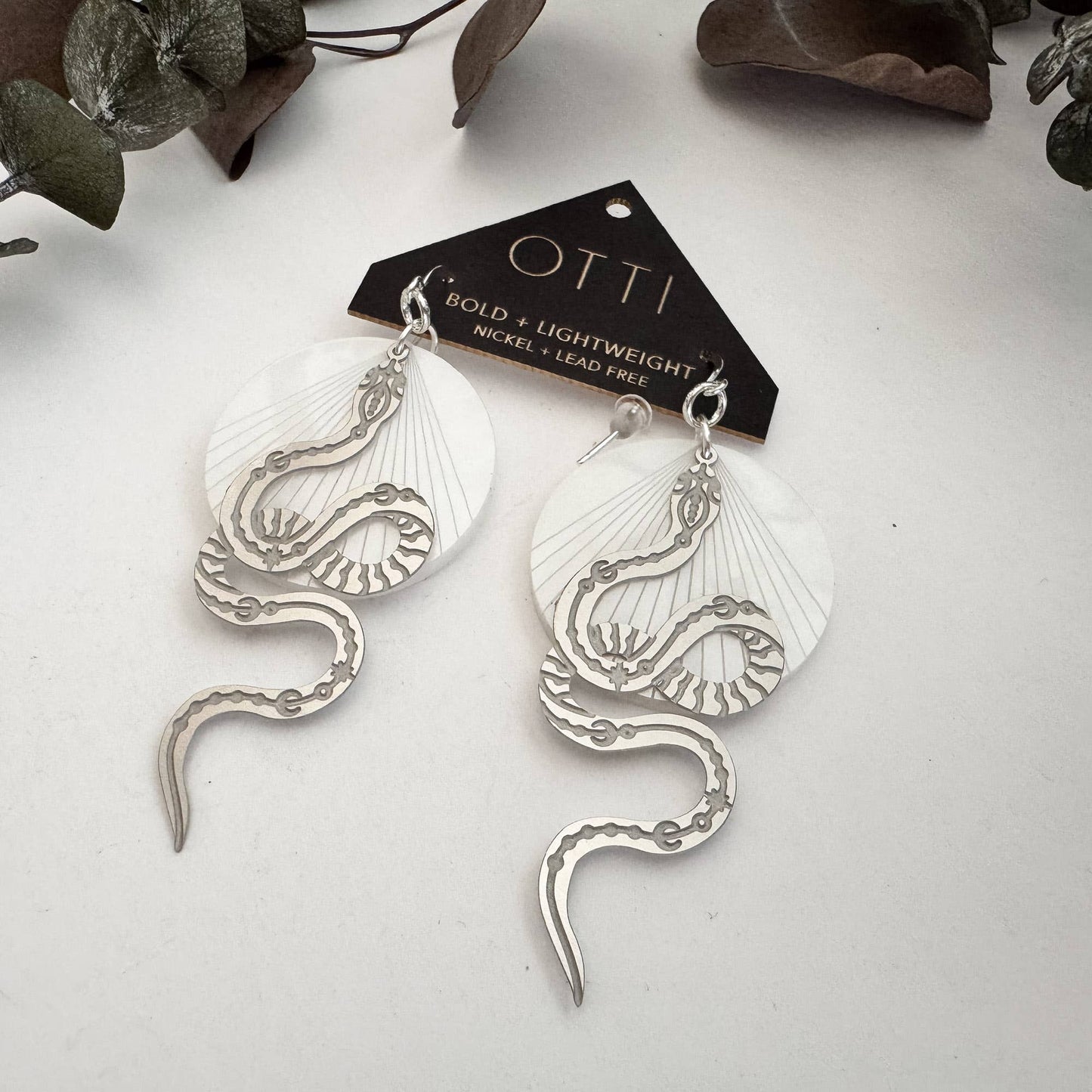 Silver Snake Earrings: Solid