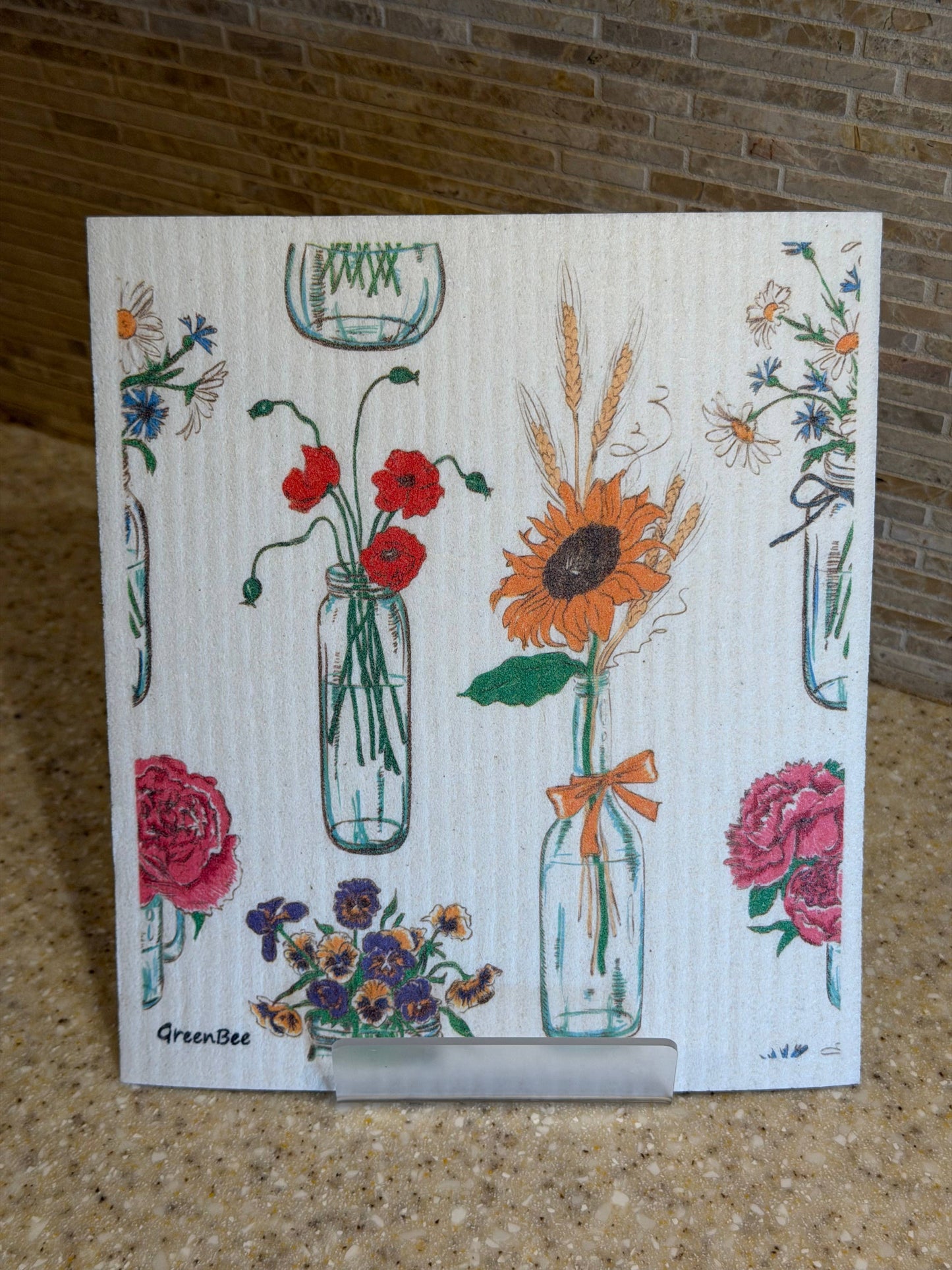 Sunflower Vase Swedish Dishcloth