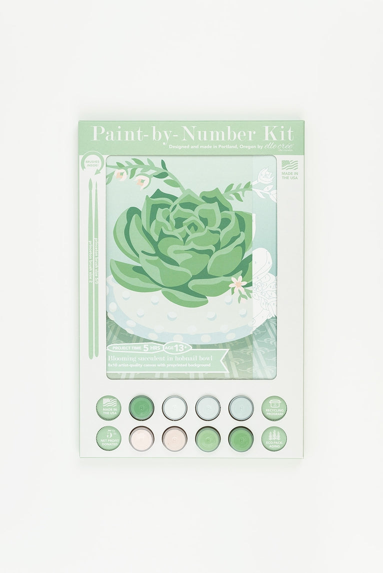 Blooming Succulent in Hobnail Bowl Paint-by-Number Kit