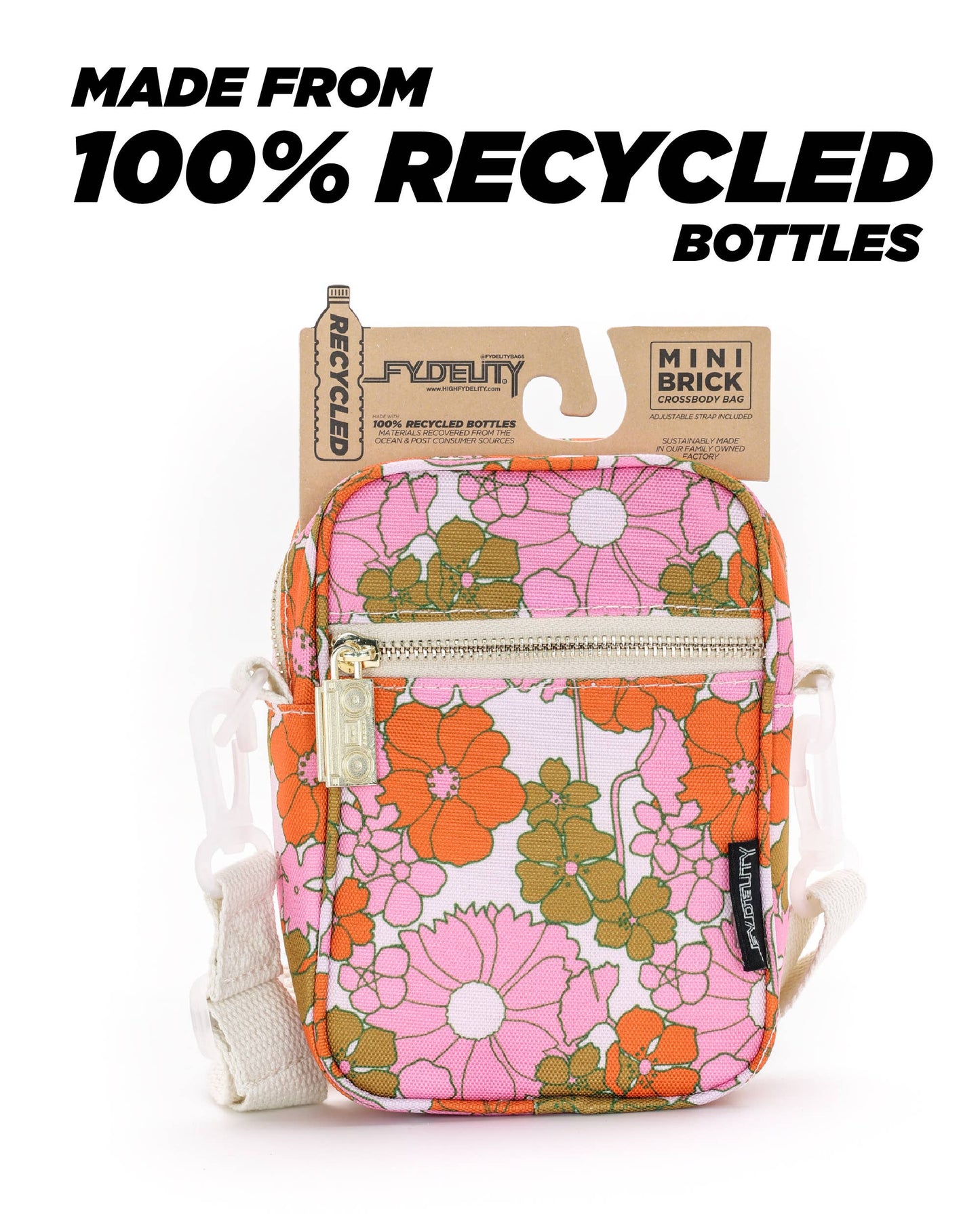 Floral Red Pink Mini Brick Bag