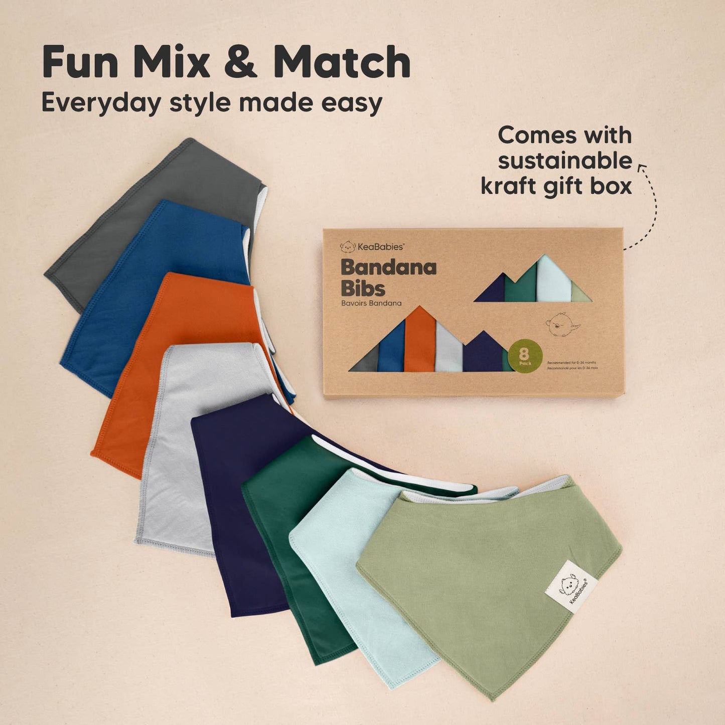 8-pack Baby Bandana Bibs for Boys and Girls