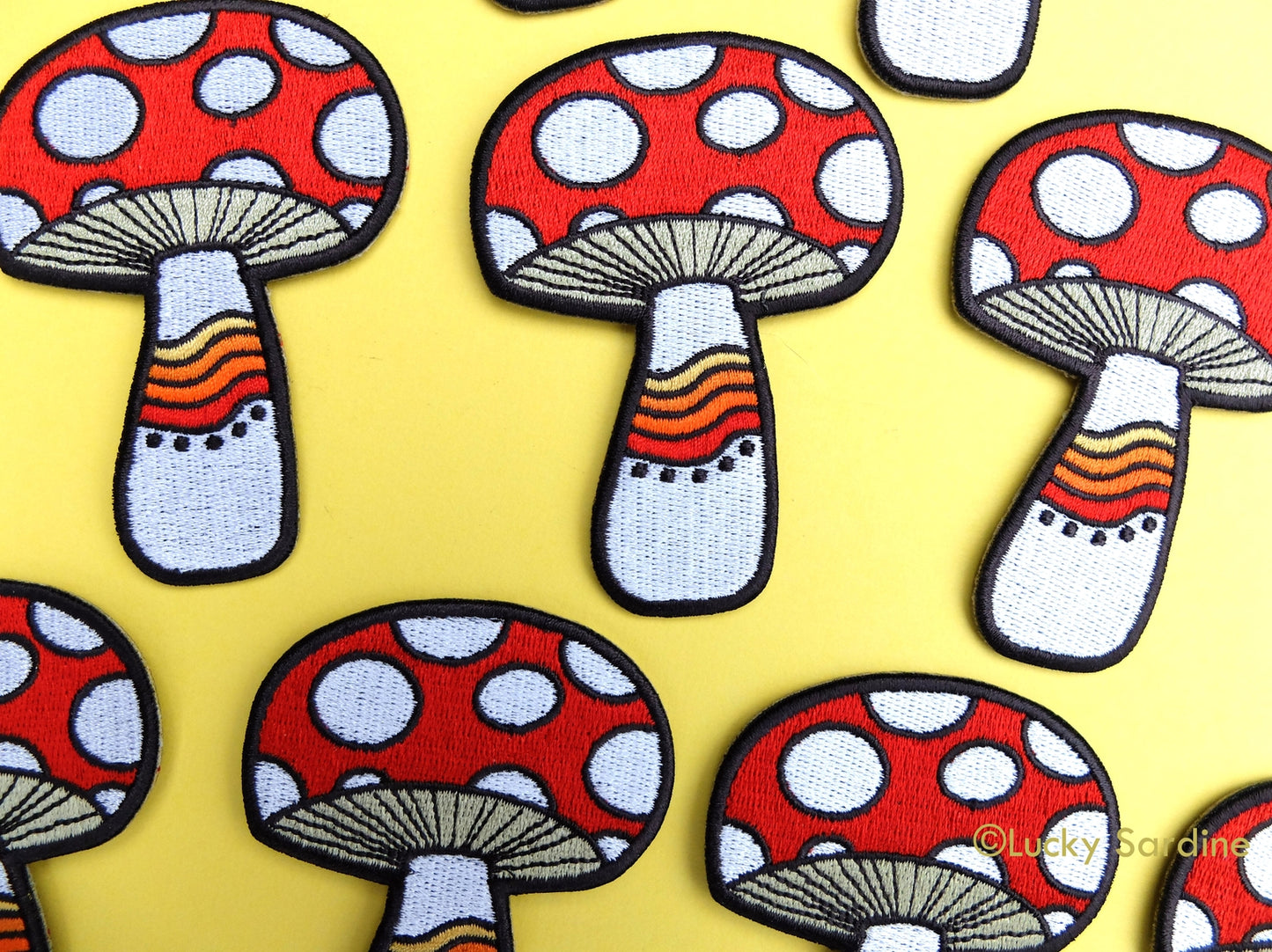 Mushroom Rainbow Embroidered Iron-on Patch