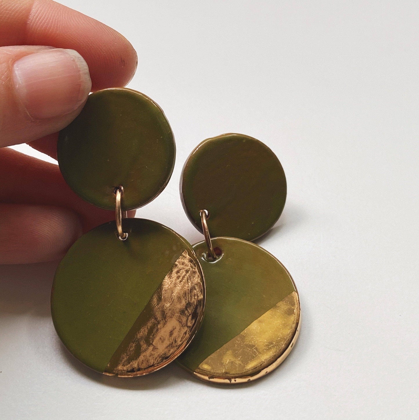 GILA- Avocado and Gold Earrings