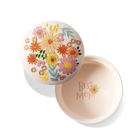 Best Mom Floral Ceramic Trinket Box
