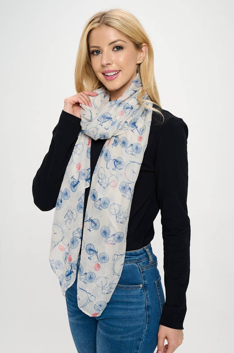 Allover Bicycle Print Scarf