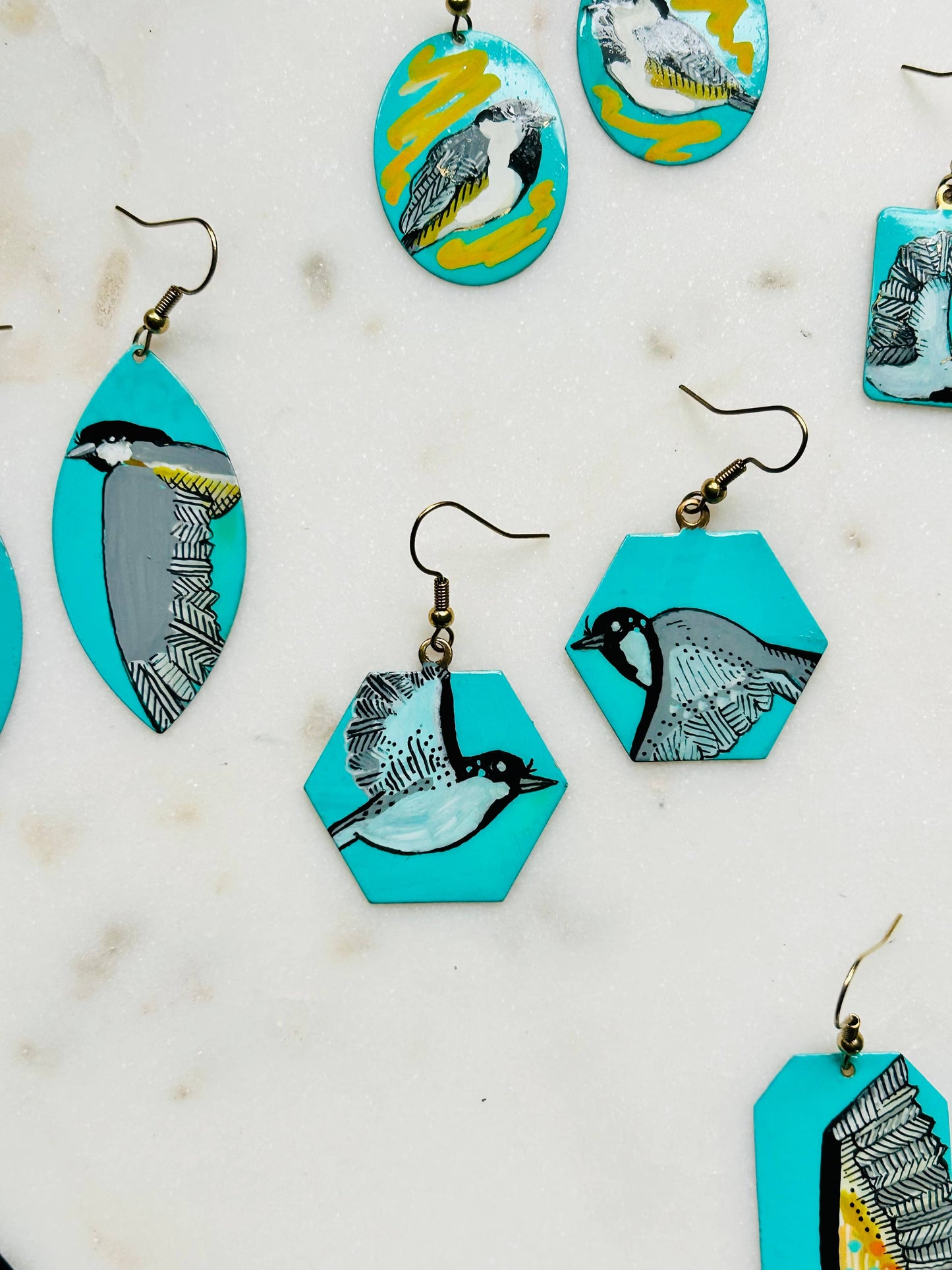 One-of-a-Kind Earrings: Chickadee