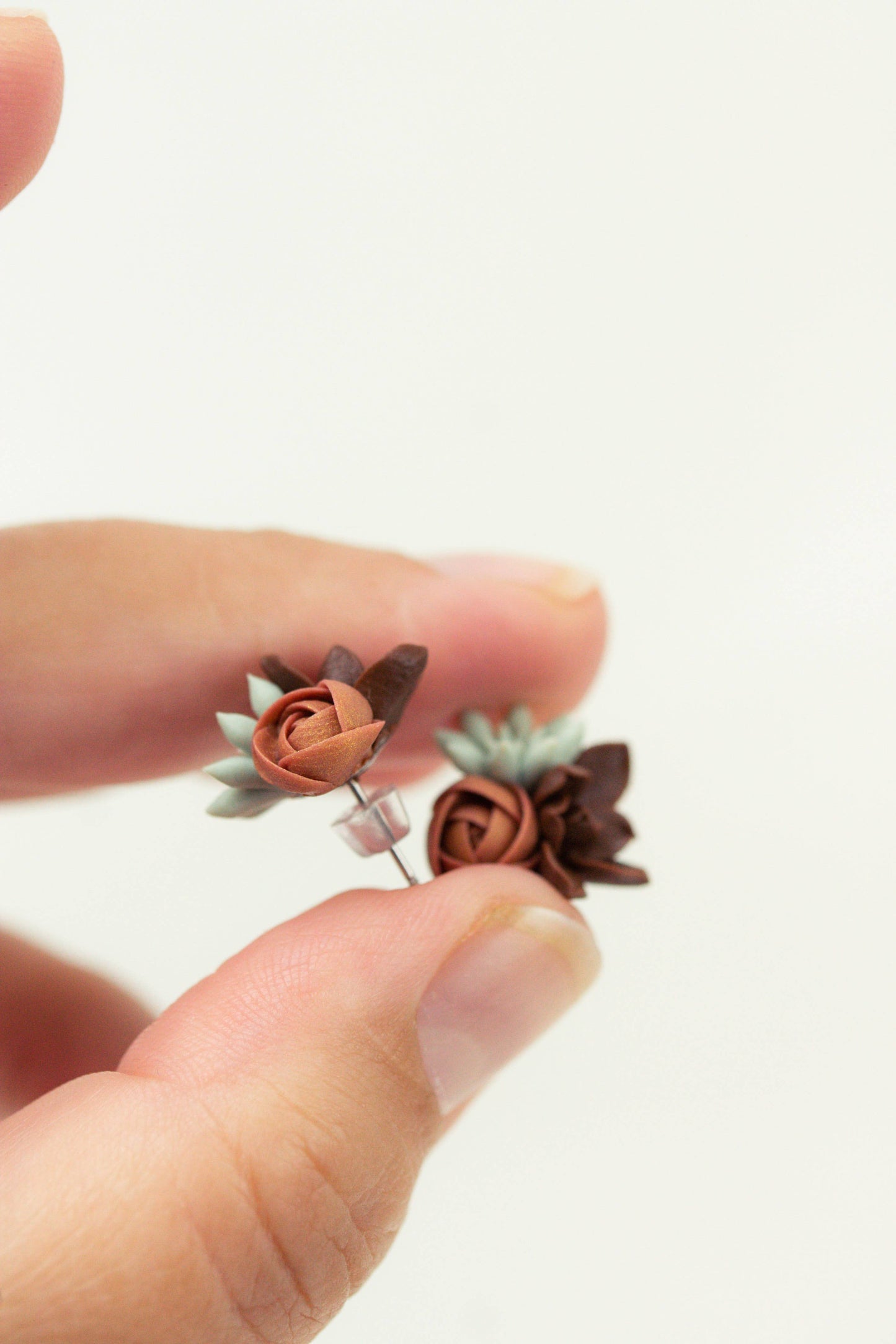 Succulent-Inspired Earrings – Handmade Polymer Clay Jewelry