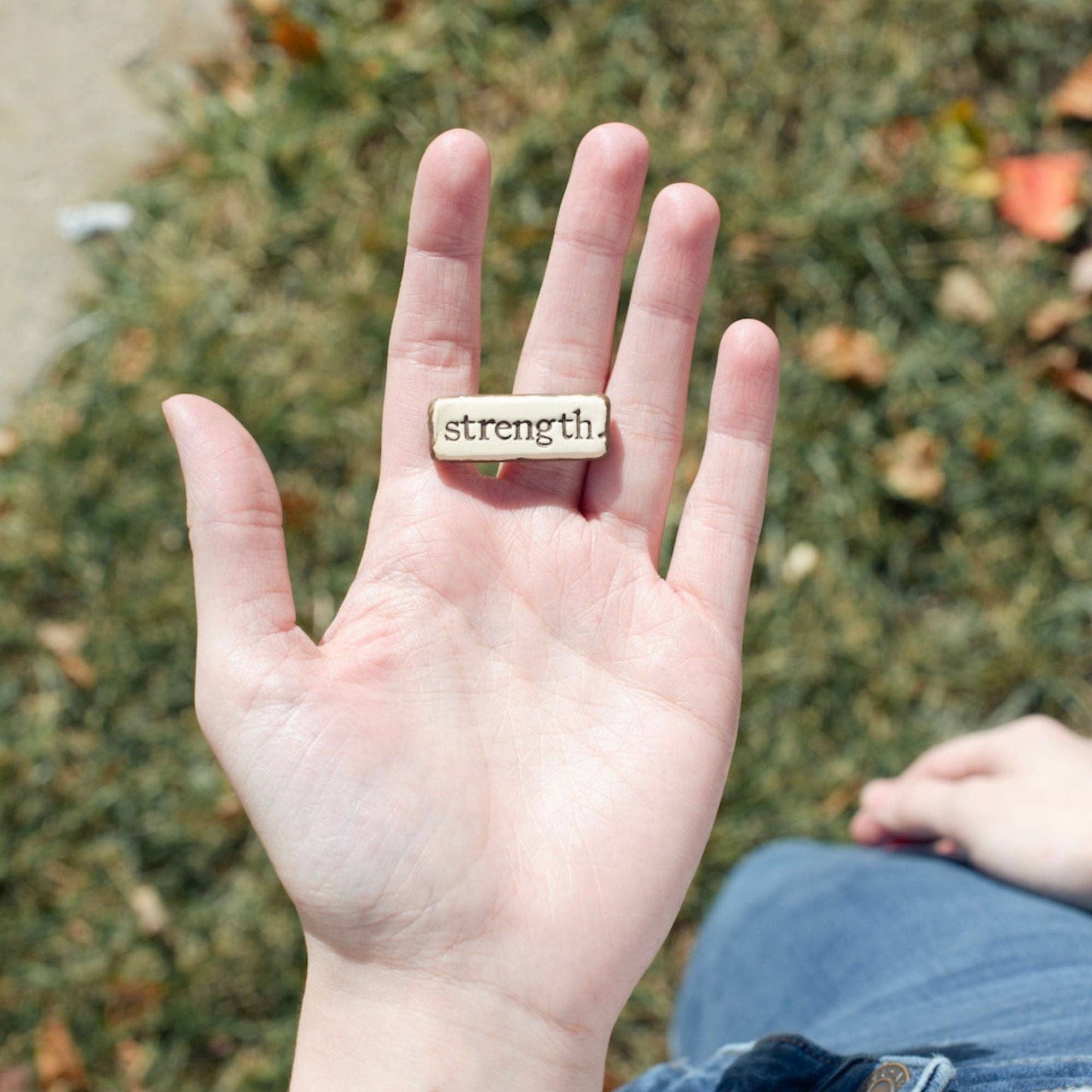 Strength. Clay Pocket Rock Reminders