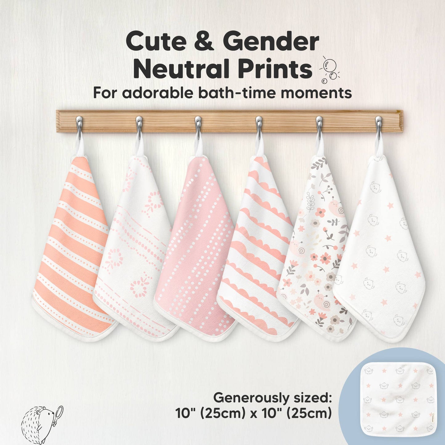 6-Pack Organic Cami Baby Washcloths for Face & Bath Towels